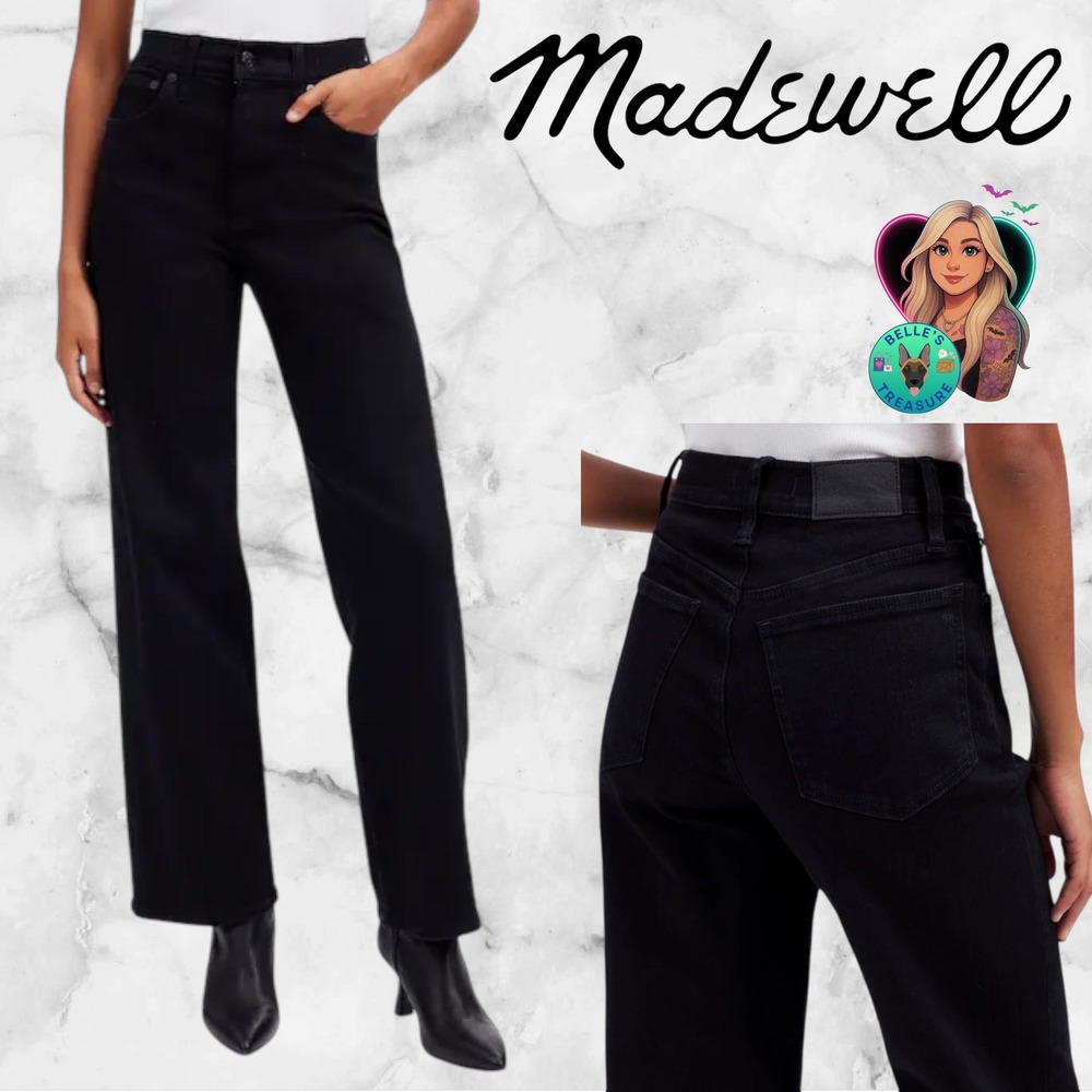 Madewell Jeans Women's 25 The Perfect Vintage Wide Leg Black High‎ Rise Straight
